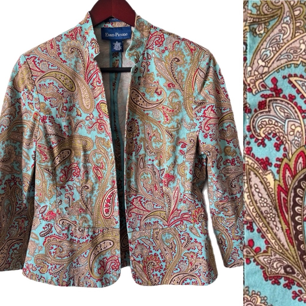 EVAN PICONE Jacket Blazer Paisley Vintage Sz 8